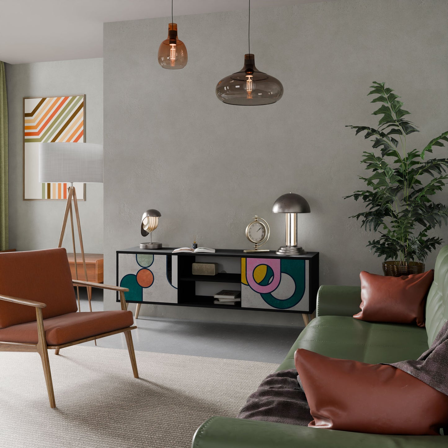 Mobile TV COOL STORY a 2 ante con finitura nera