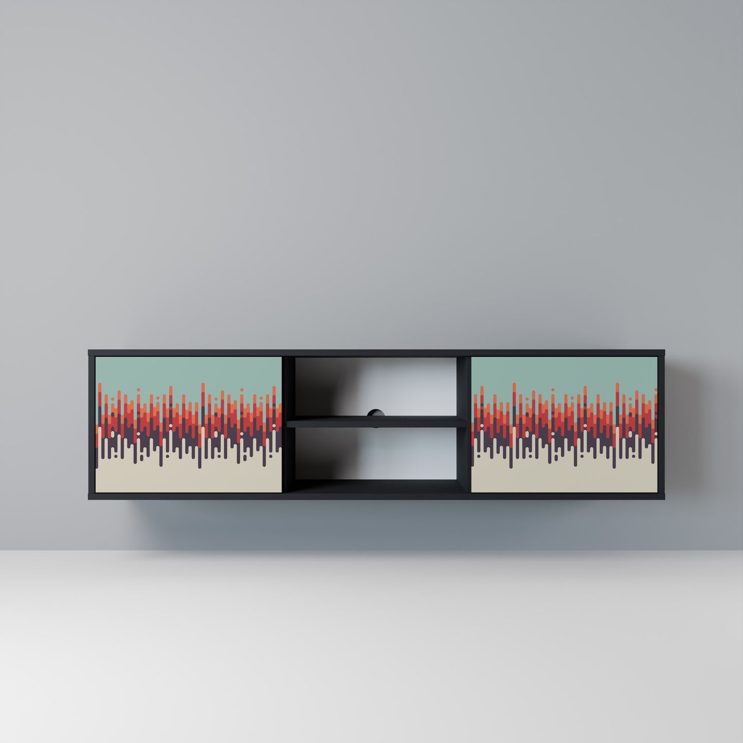 CHROMA CONTOURS Mobile TV a 2 Ante in Finitura Nera
