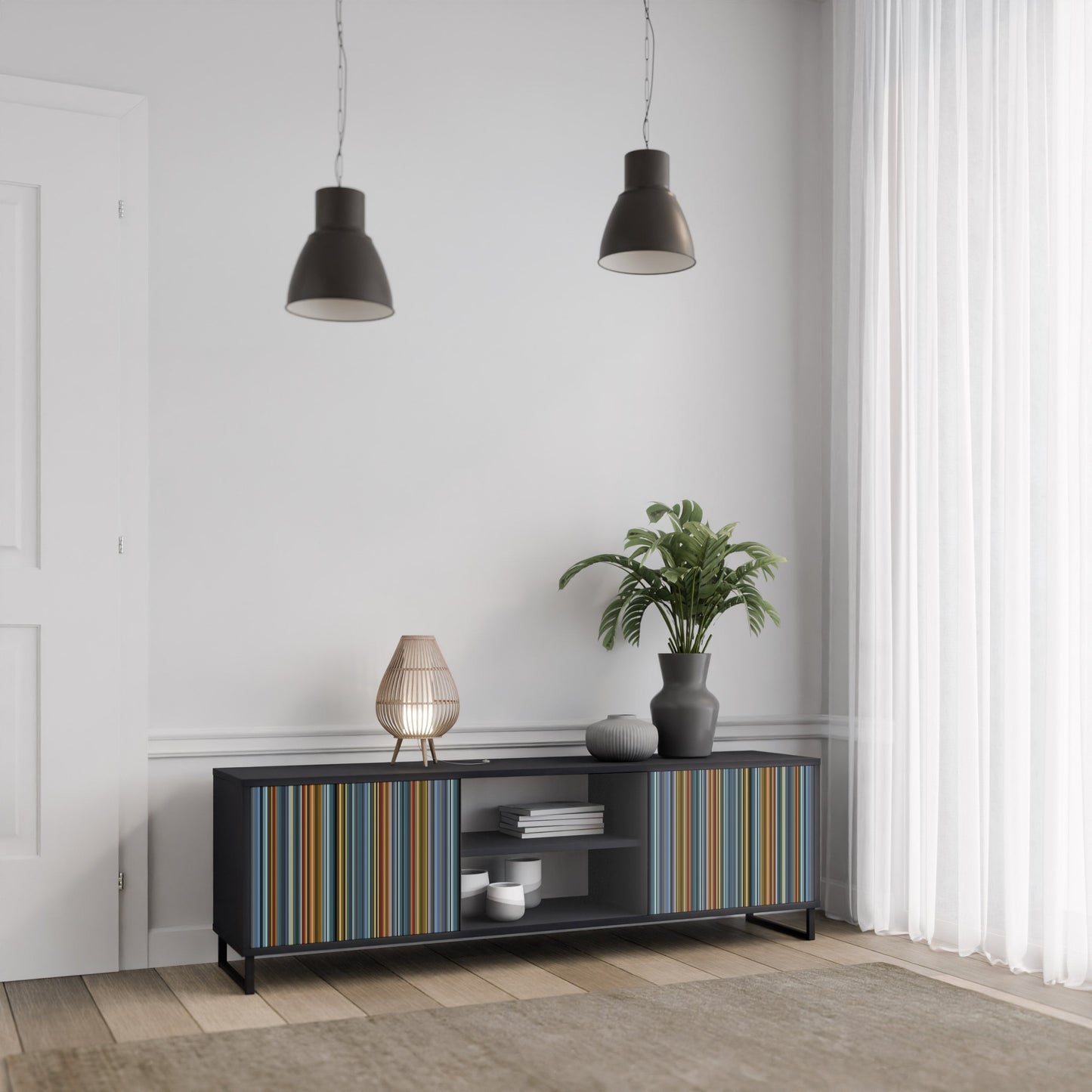 Mobile TV LINEOUT SPECTRUM a 2 ante con finitura nera