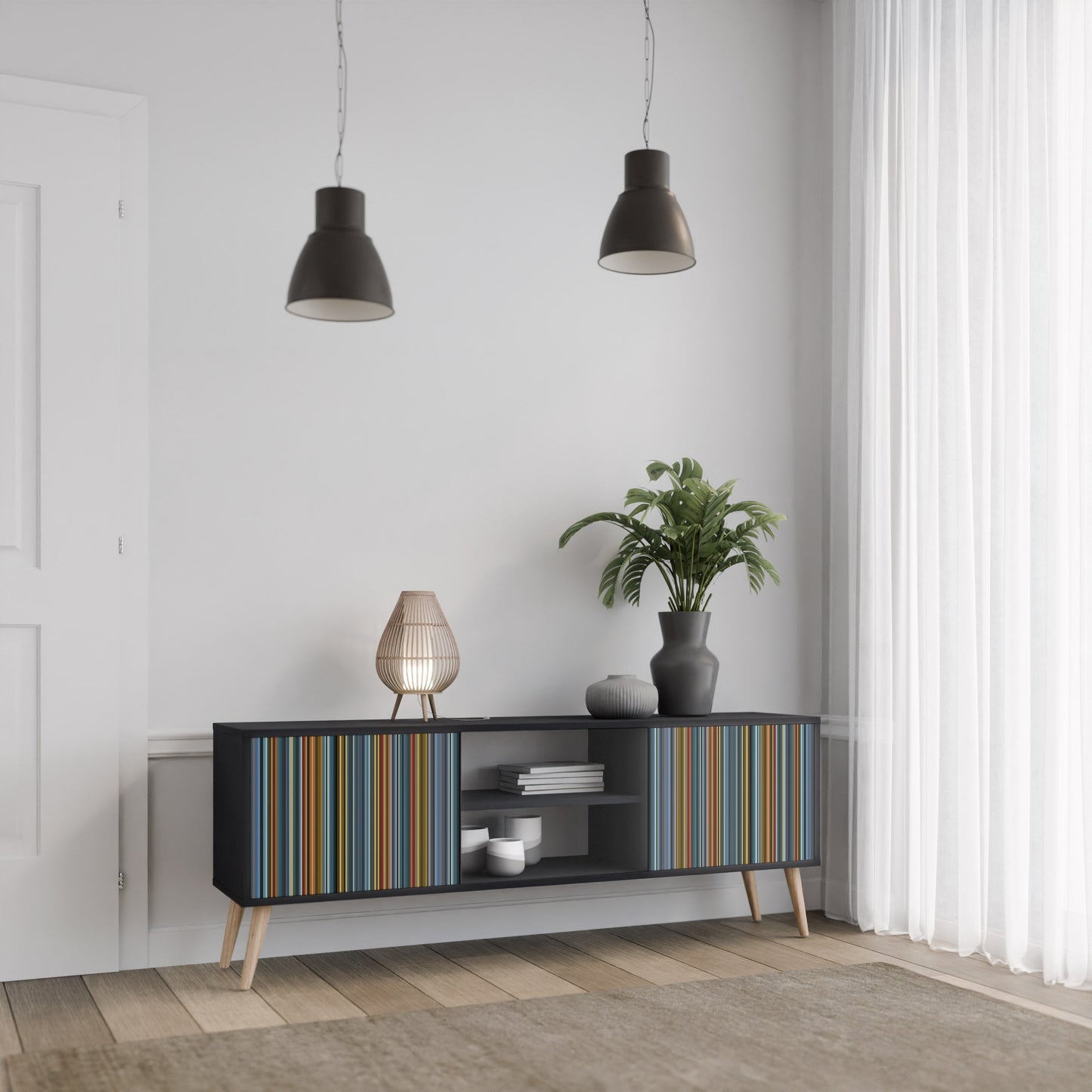 Mobile TV LINEOUT SPECTRUM a 2 ante con finitura nera