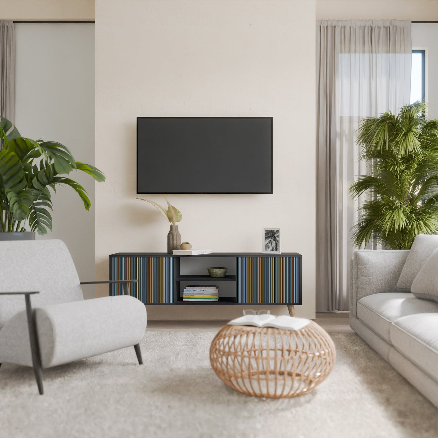Mobile TV LINEOUT SPECTRUM a 2 ante con finitura nera