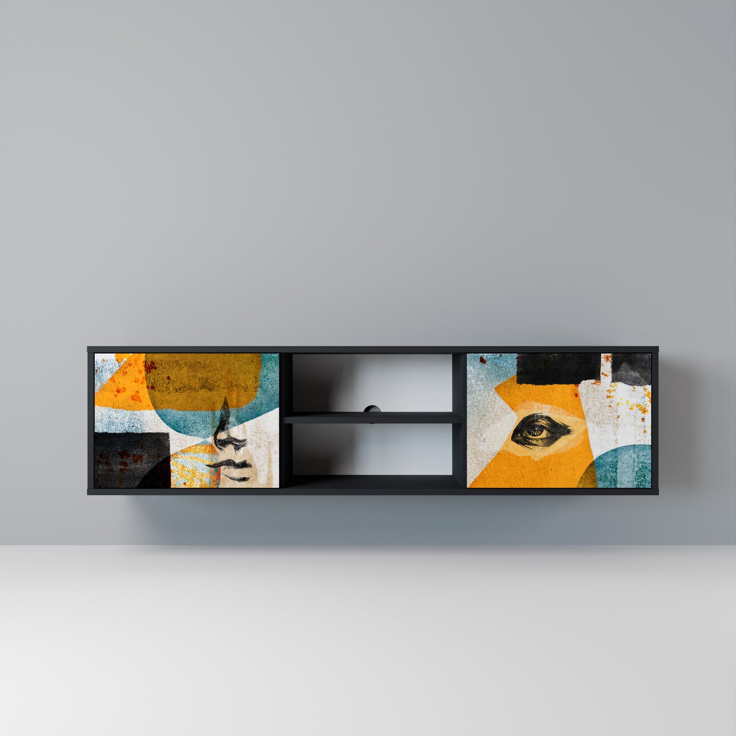 ABSTRACT FACES Mobile TV a 2 Ante in Finitura Nera