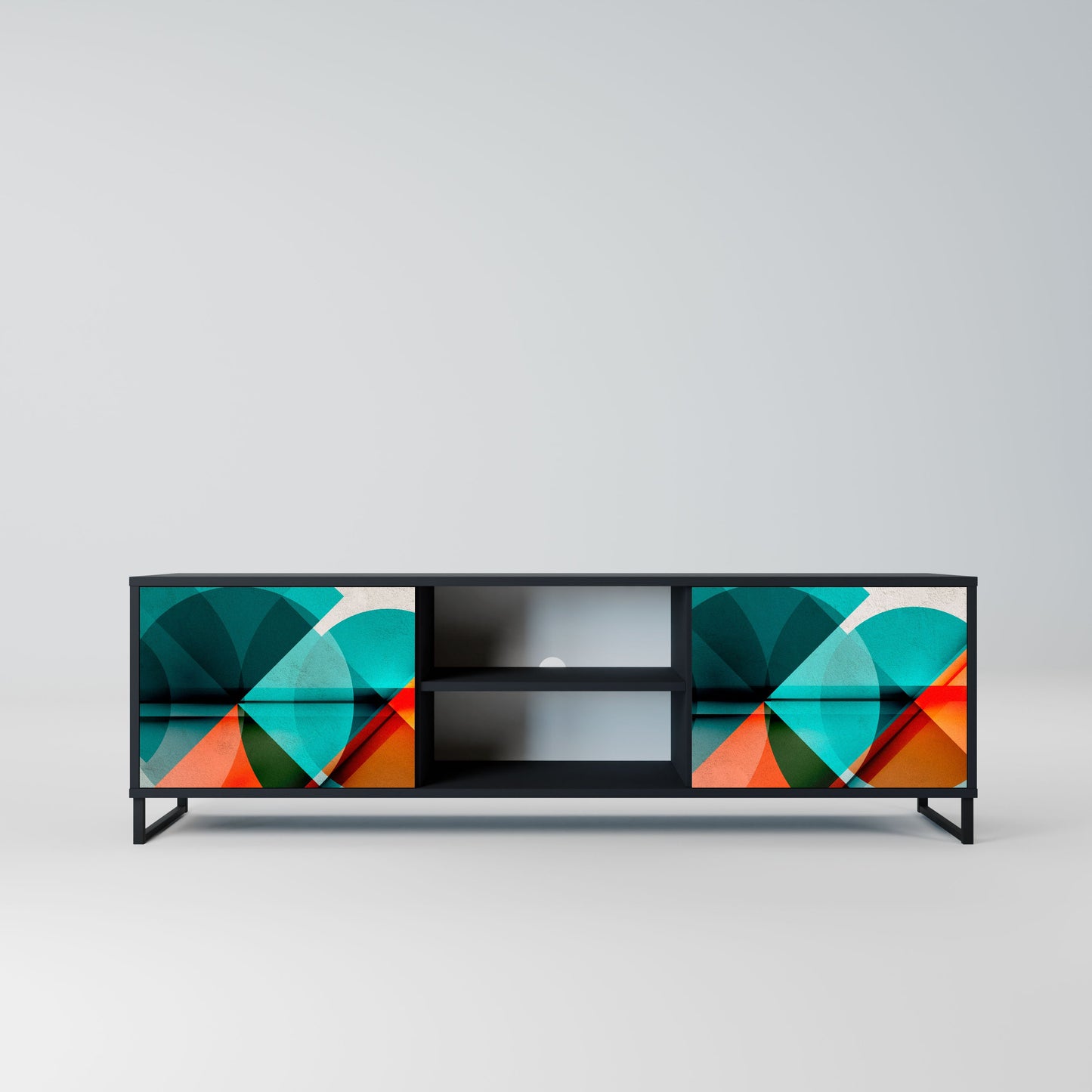 CIRCULAR RHAPSODY 2-Door TV Stand in Black Finish