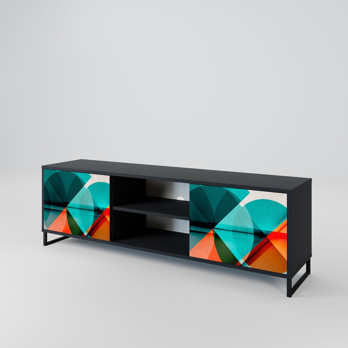 CIRCULAR RHAPSODY 2-Door TV Stand in Black Finish