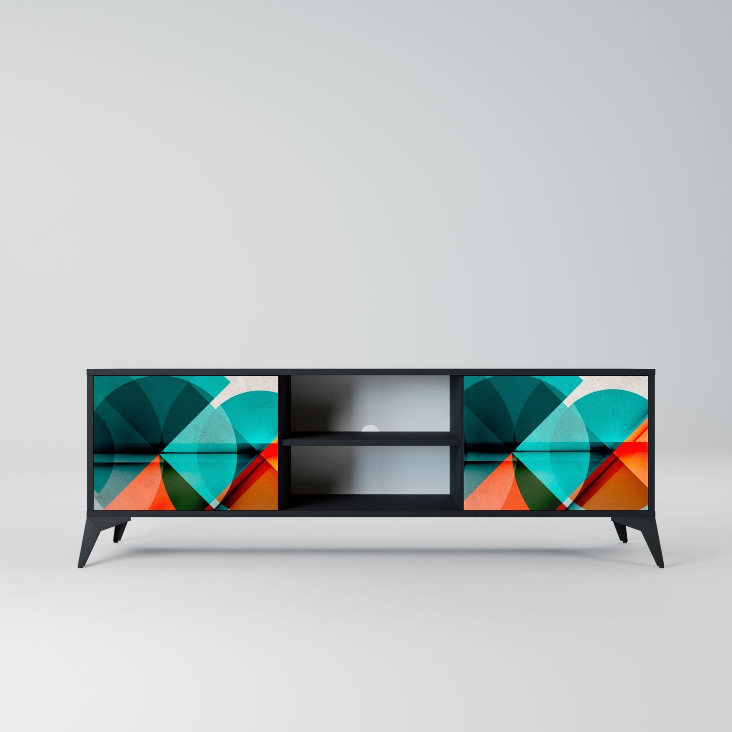 CIRCULAR RHAPSODY 2-Door TV Stand in Black Finish