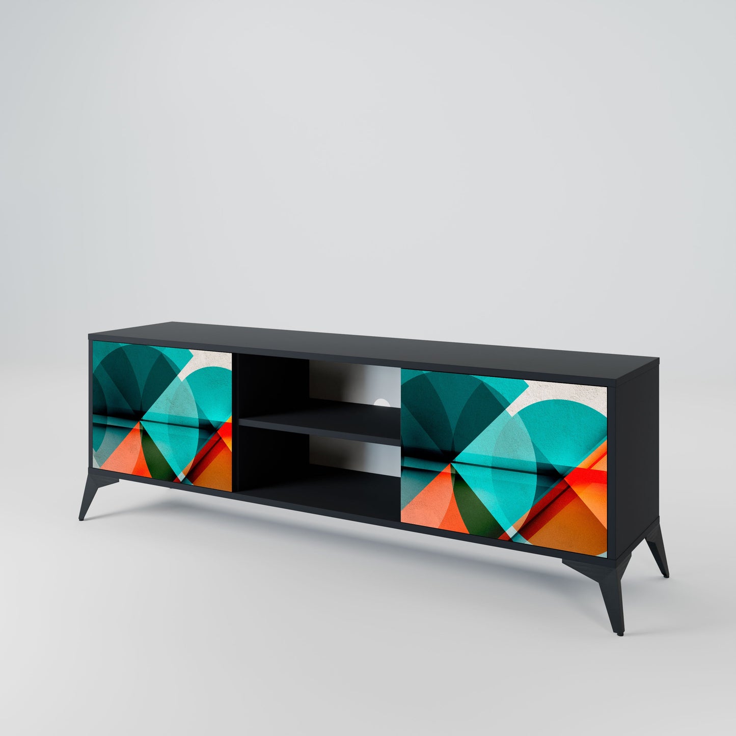 CIRCULAR RHAPSODY 2-Door TV Stand in Black Finish