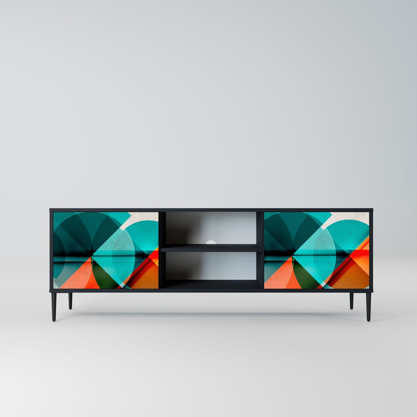 CIRCULAR RHAPSODY 2-Door TV Stand in Black Finish