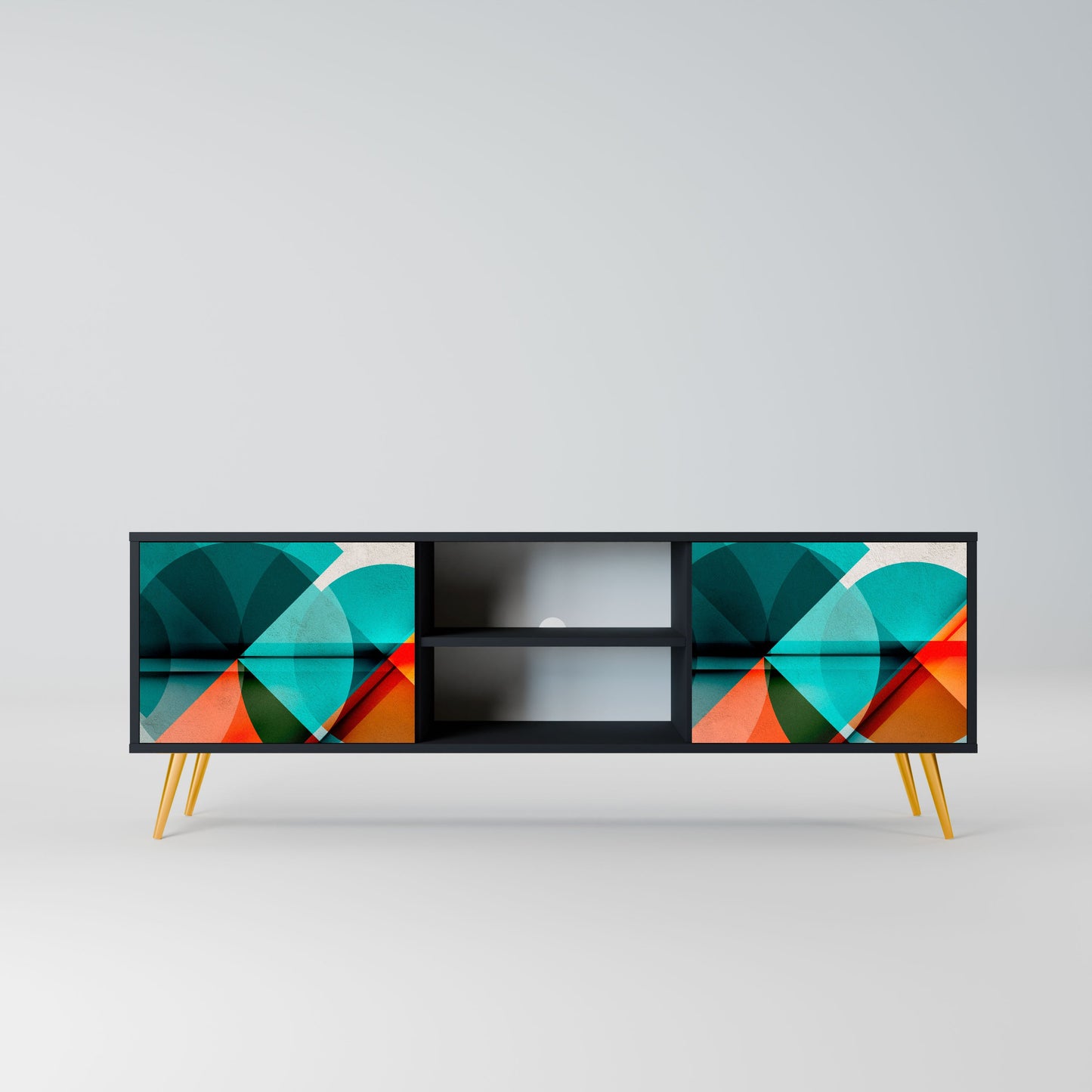 CIRCULAR RHAPSODY 2-Door TV Stand in Black Finish