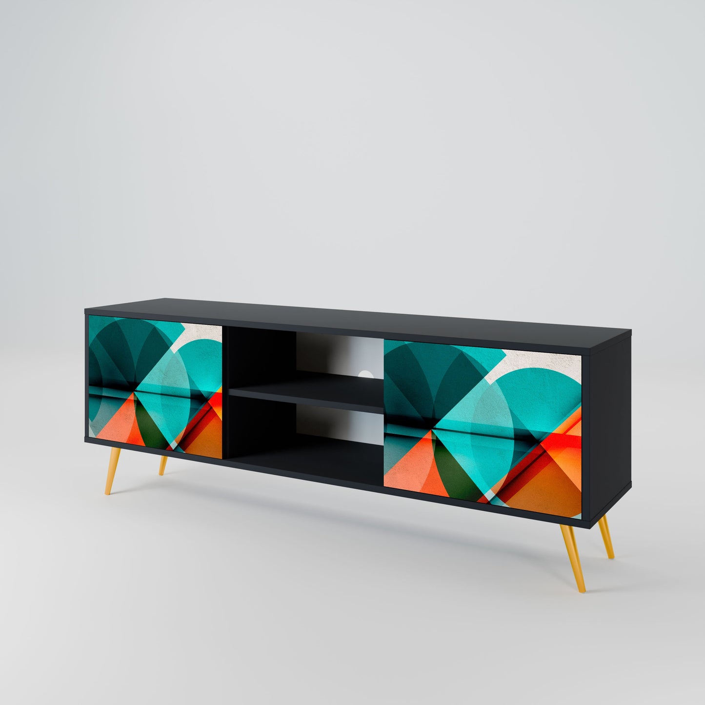 CIRCULAR RHAPSODY 2-Door TV Stand in Black Finish