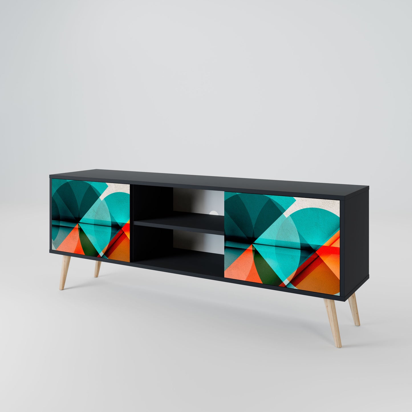 CIRCULAR RHAPSODY 2-Door TV Stand in Black Finish