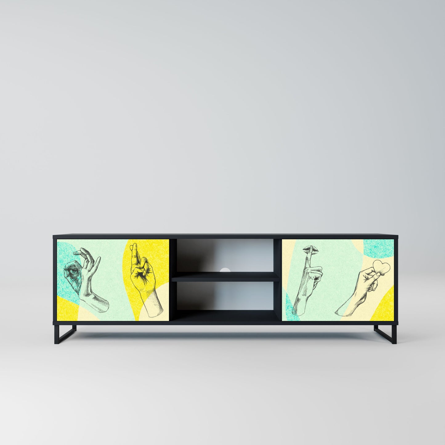 BODY LANGUAGE 2-Door TV Stand in Black Finish