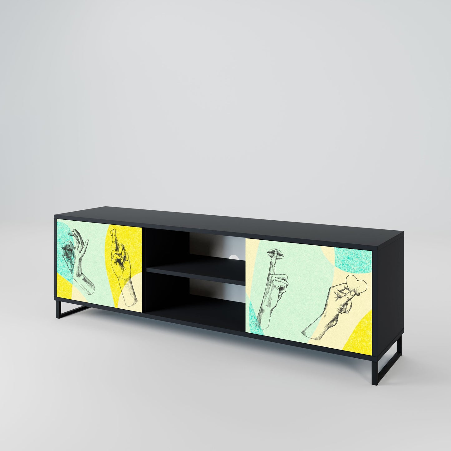 BODY LANGUAGE 2-Door TV Stand in Black Finish