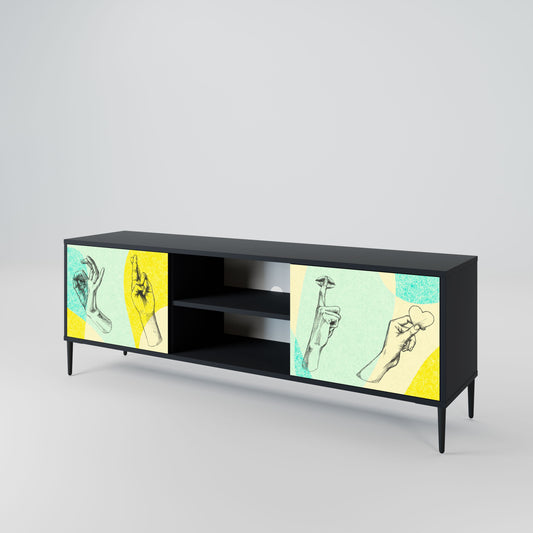 BODY LANGUAGE 2-Door TV Stand in Black Finish