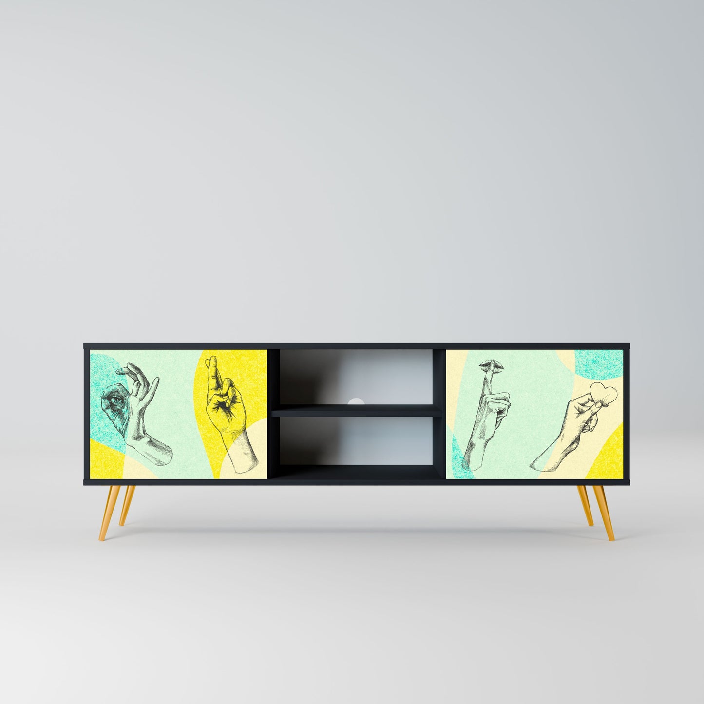 BODY LANGUAGE 2-Door TV Stand in Black Finish