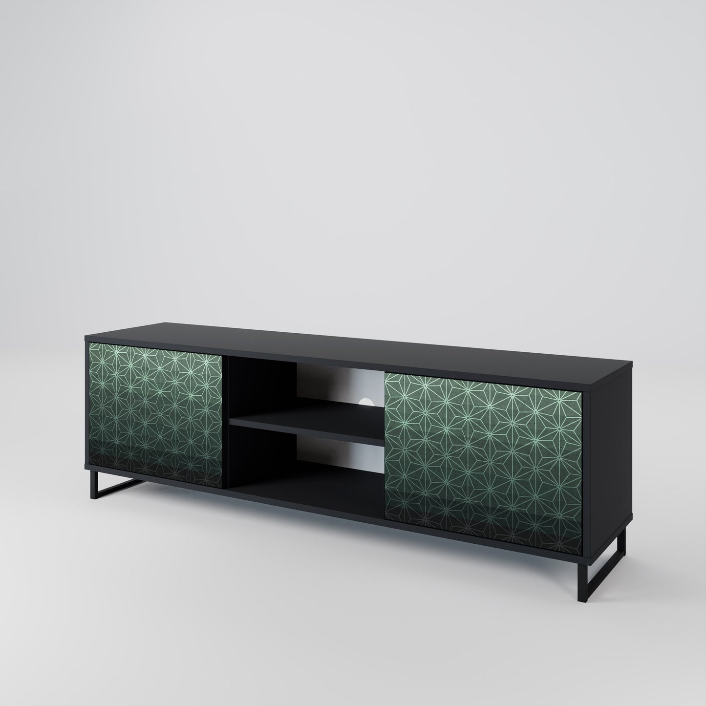 Mobile TV ORNAMENTAL GLIMMER a 2 ante con finitura nera
