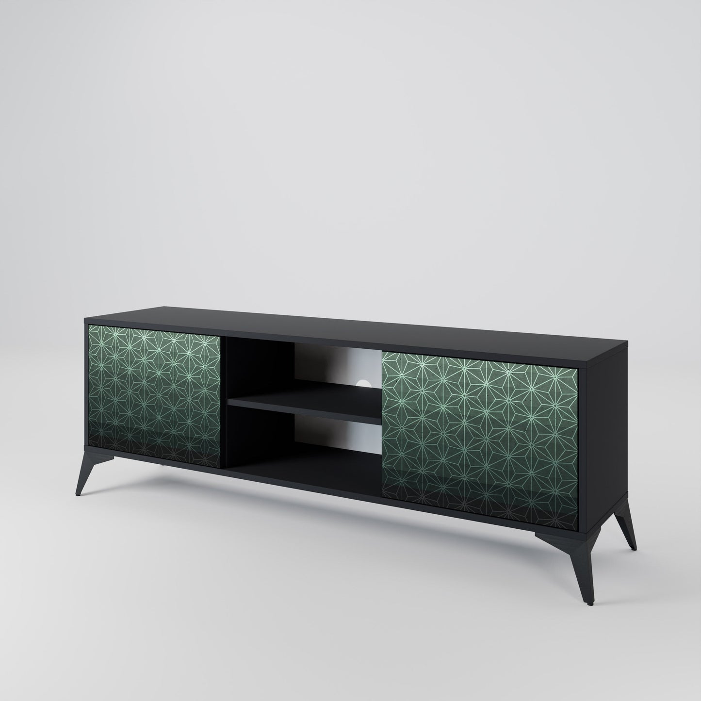 Mobile TV ORNAMENTAL GLIMMER a 2 ante con finitura nera