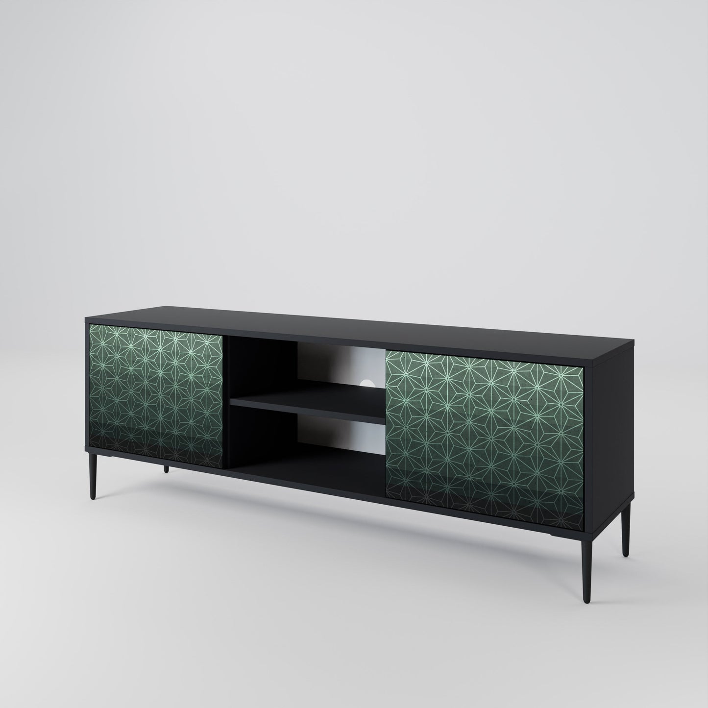 Mobile TV ORNAMENTAL GLIMMER a 2 ante con finitura nera