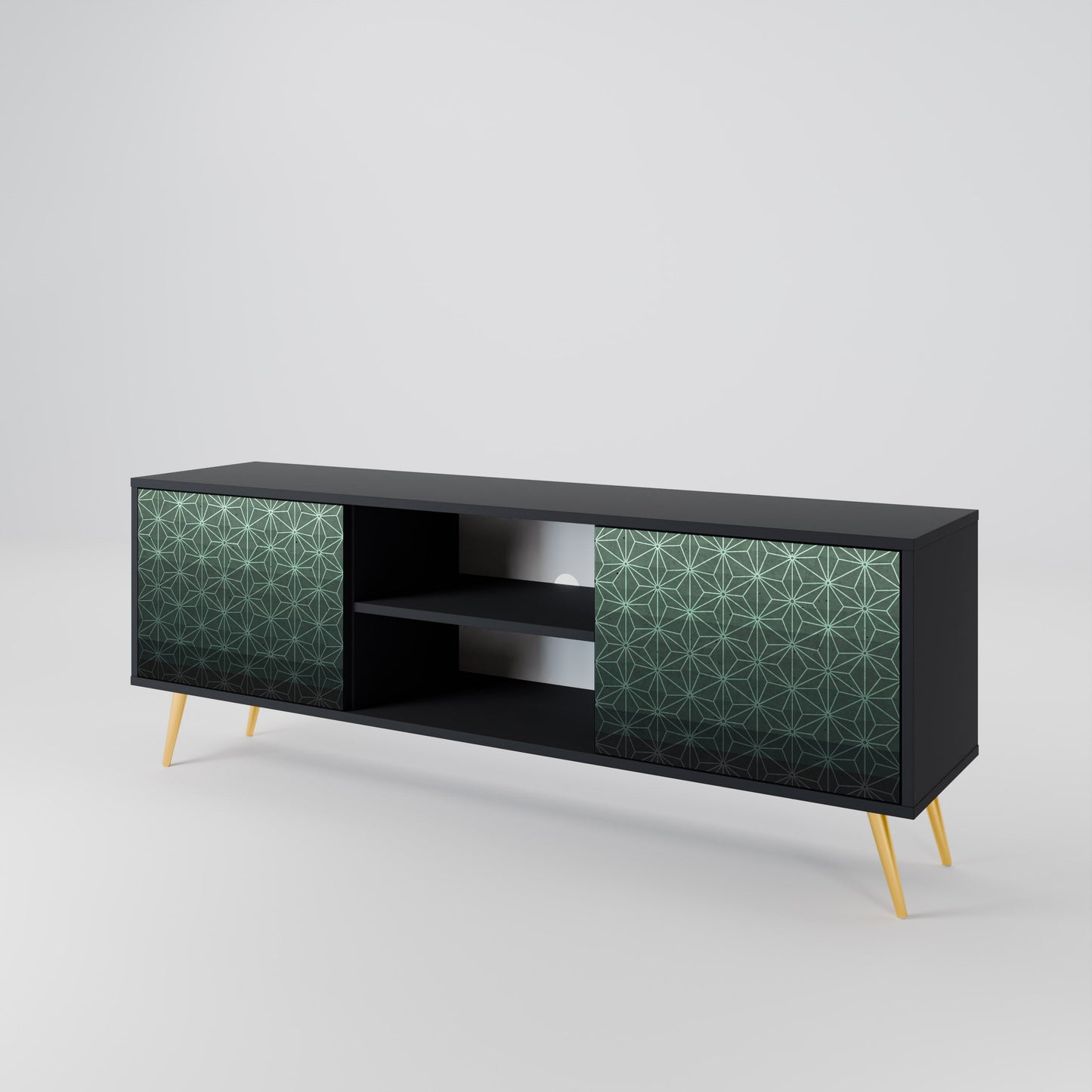 Mobile TV ORNAMENTAL GLIMMER a 2 ante con finitura nera