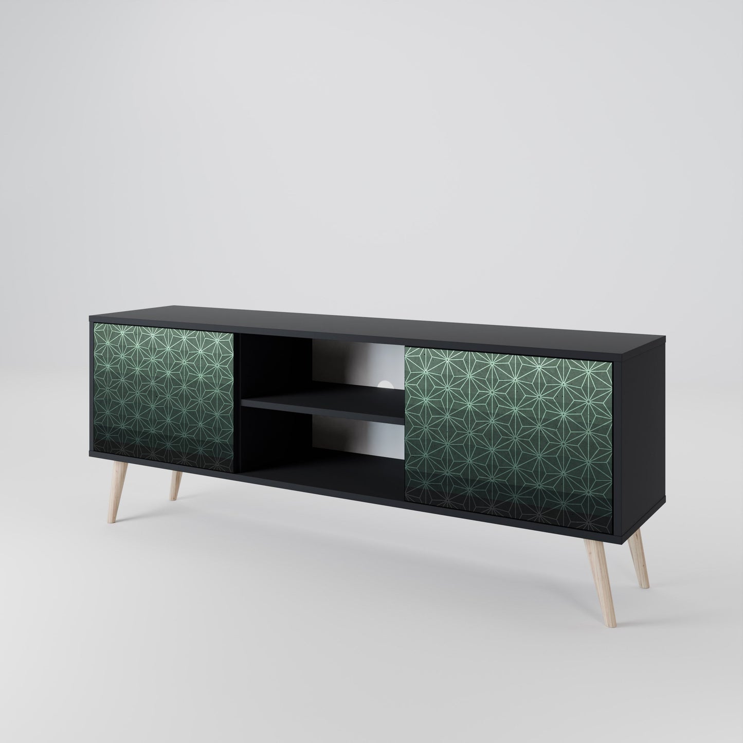 Mobile TV ORNAMENTAL GLIMMER a 2 ante con finitura nera