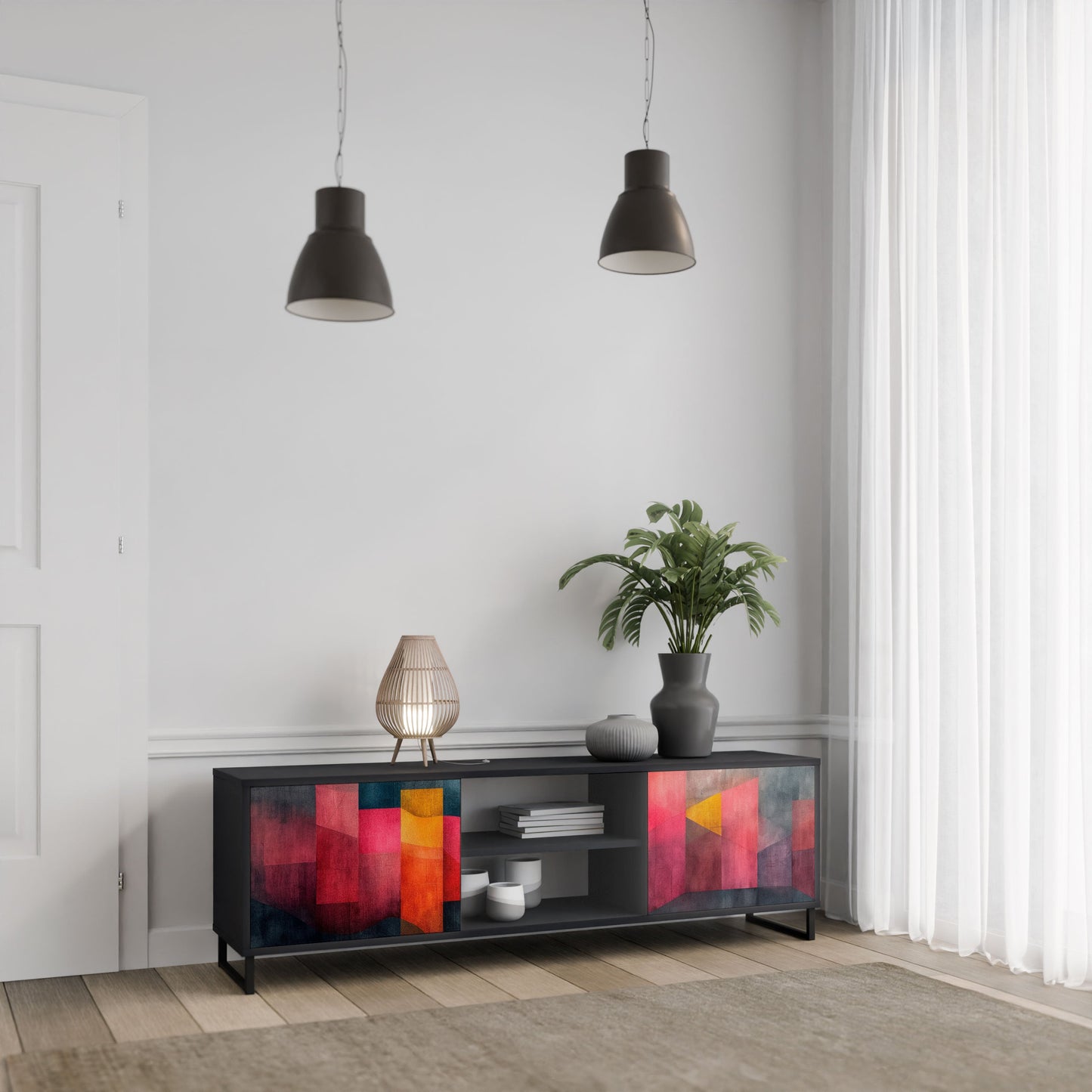 Mobile TV a 2 ante COLORFUL SOUNDS in finitura nera