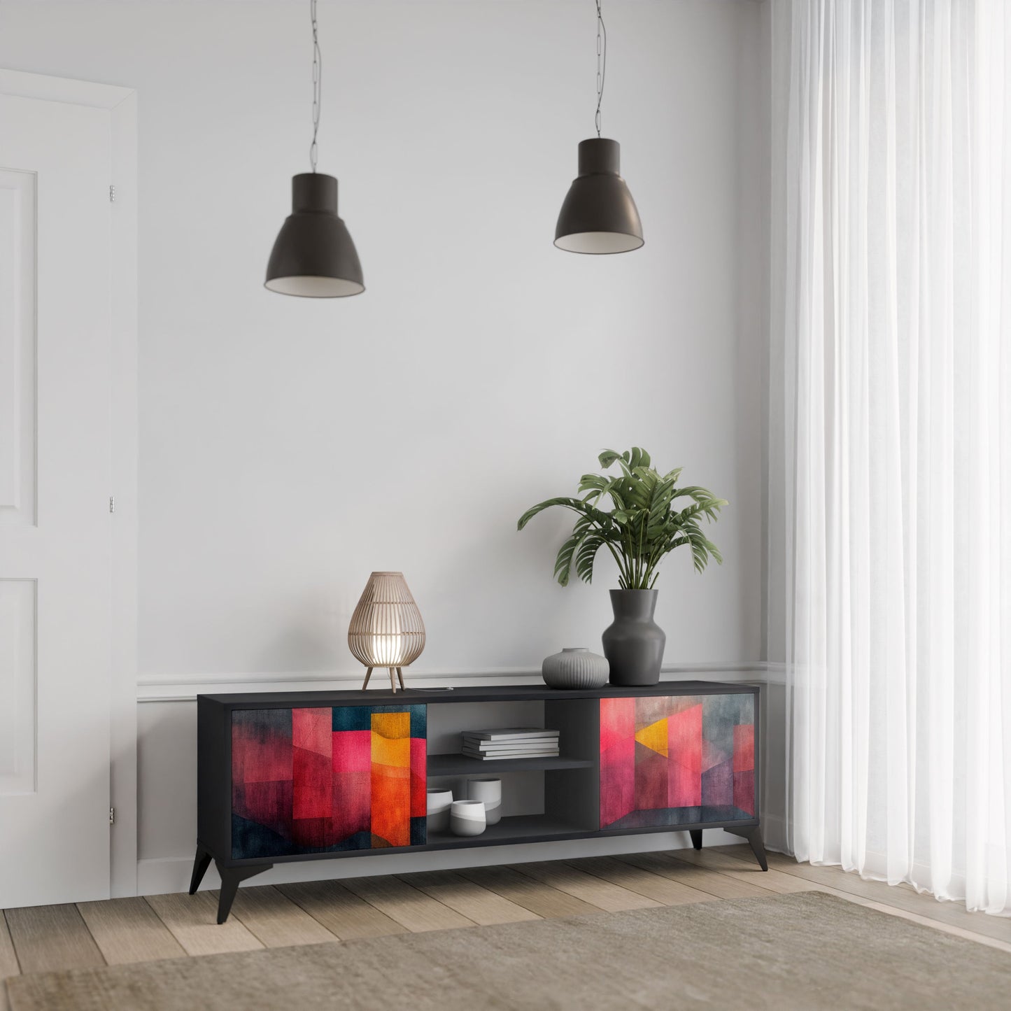 Mobile TV a 2 ante COLORFUL SOUNDS in finitura nera