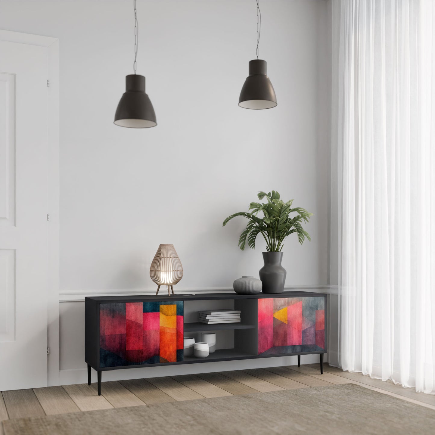 Mobile TV a 2 ante COLORFUL SOUNDS in finitura nera