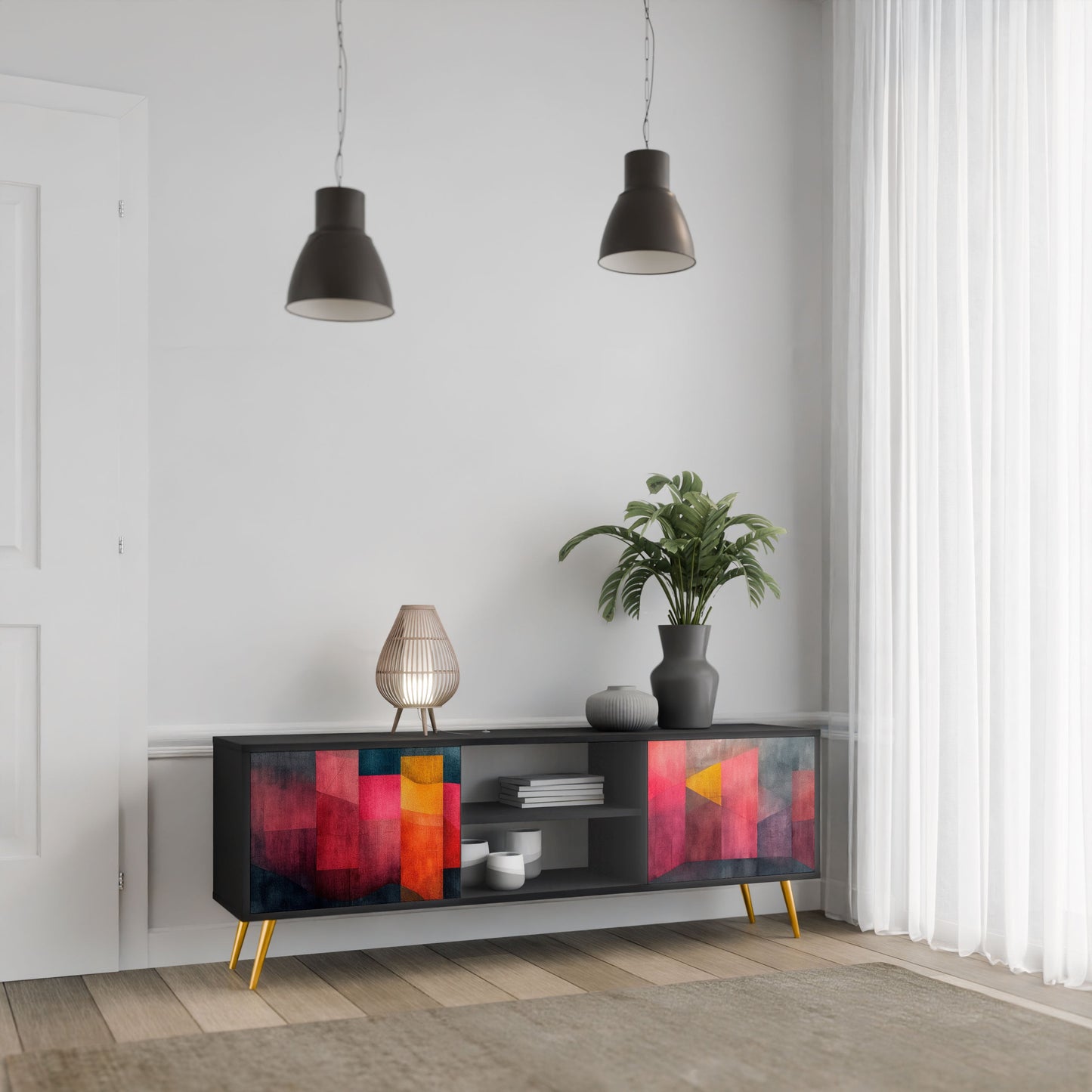 Mobile TV a 2 ante COLORFUL SOUNDS in finitura nera