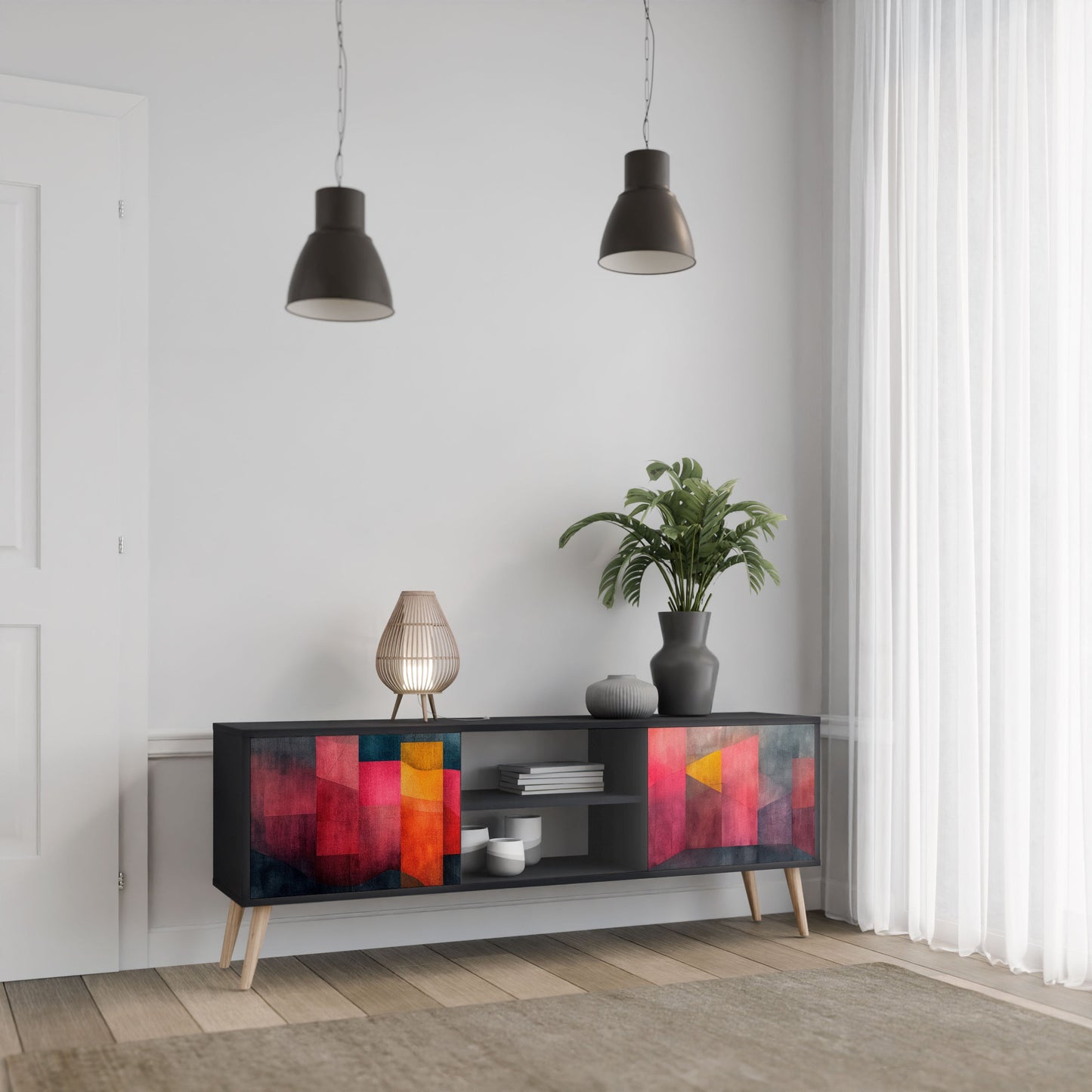 Mobile TV a 2 ante COLORFUL SOUNDS in finitura nera