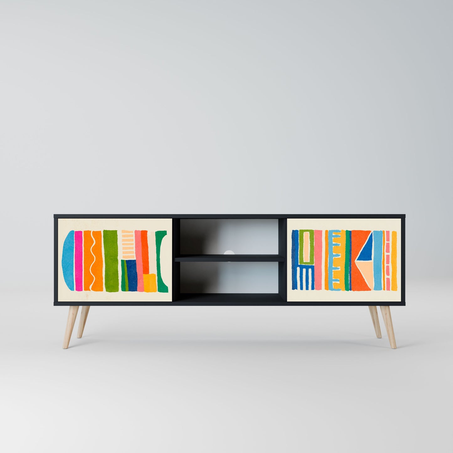 Mobile TV GEOMETRIC SHINE a 2 ante in finitura nera