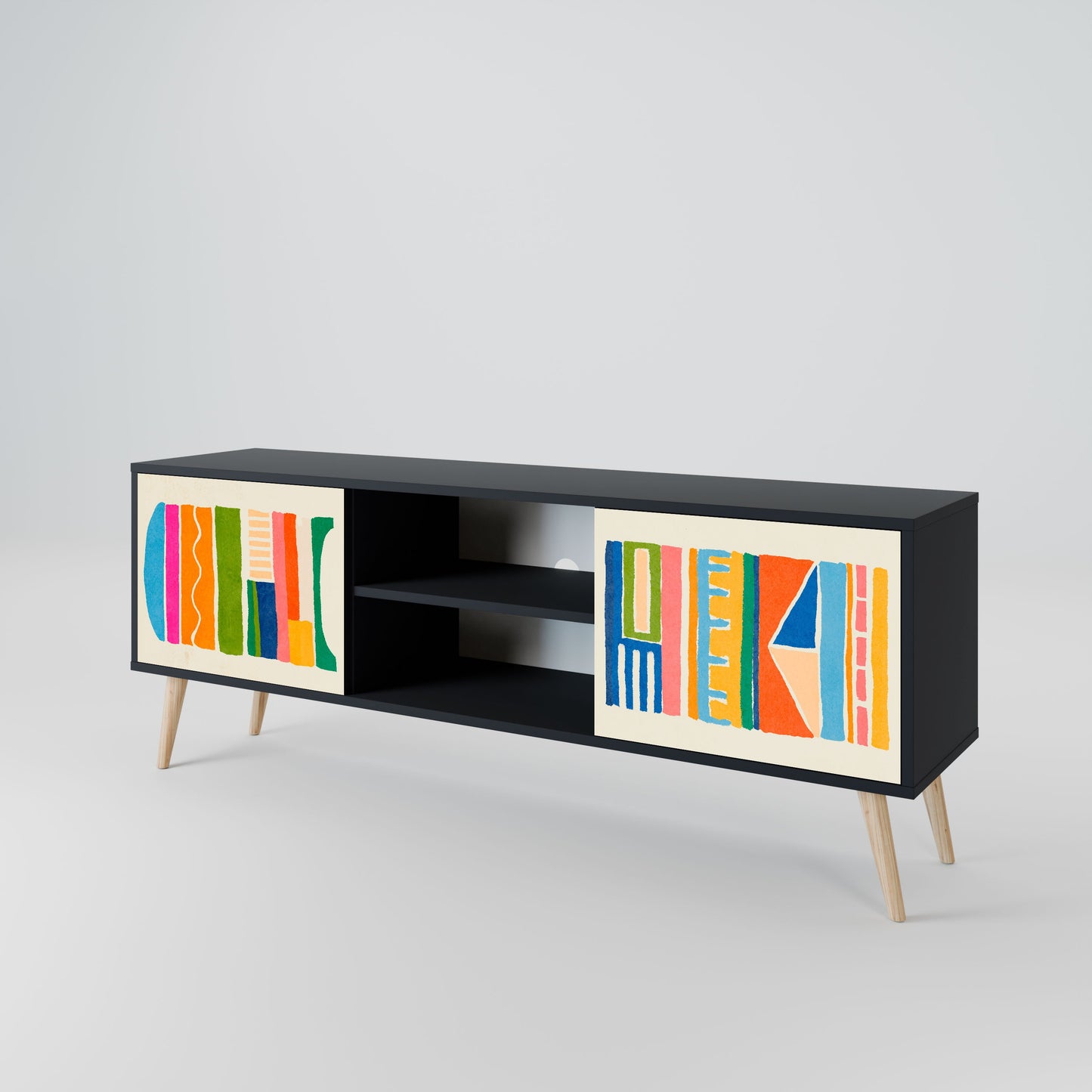 Mobile TV GEOMETRIC SHINE a 2 ante in finitura nera
