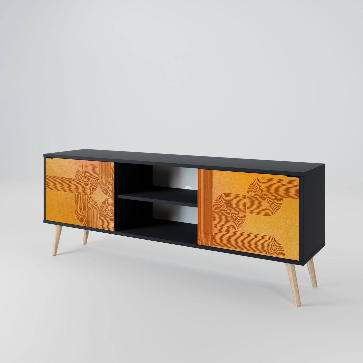 Supporto TV a 2 ante con finitura nera STRENGTHENING RELATION