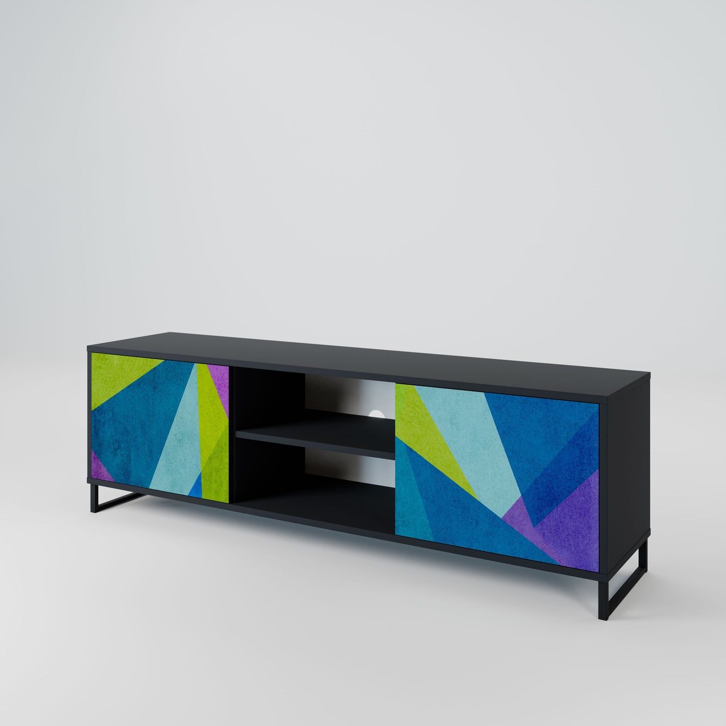 Mobile TV COLD SHOWCASE a 2 ante con finitura nera