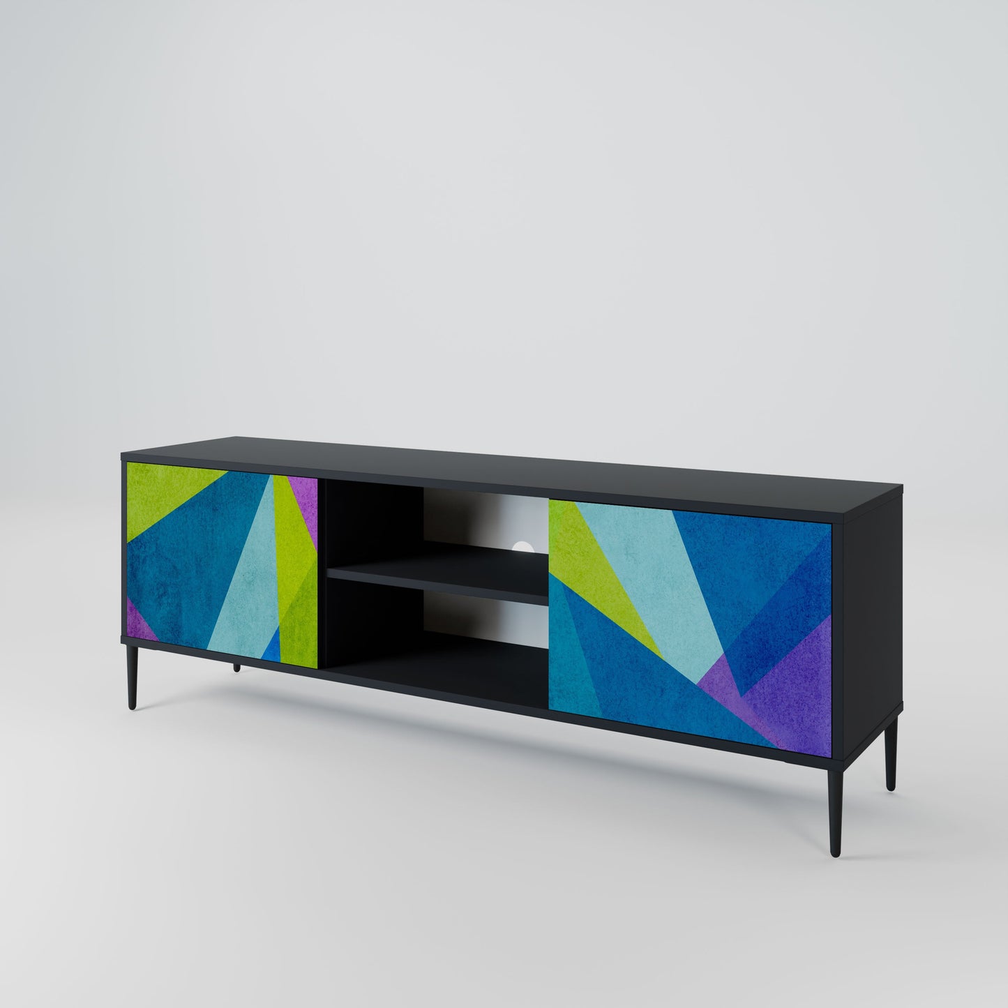 Mobile TV COLD SHOWCASE a 2 ante con finitura nera