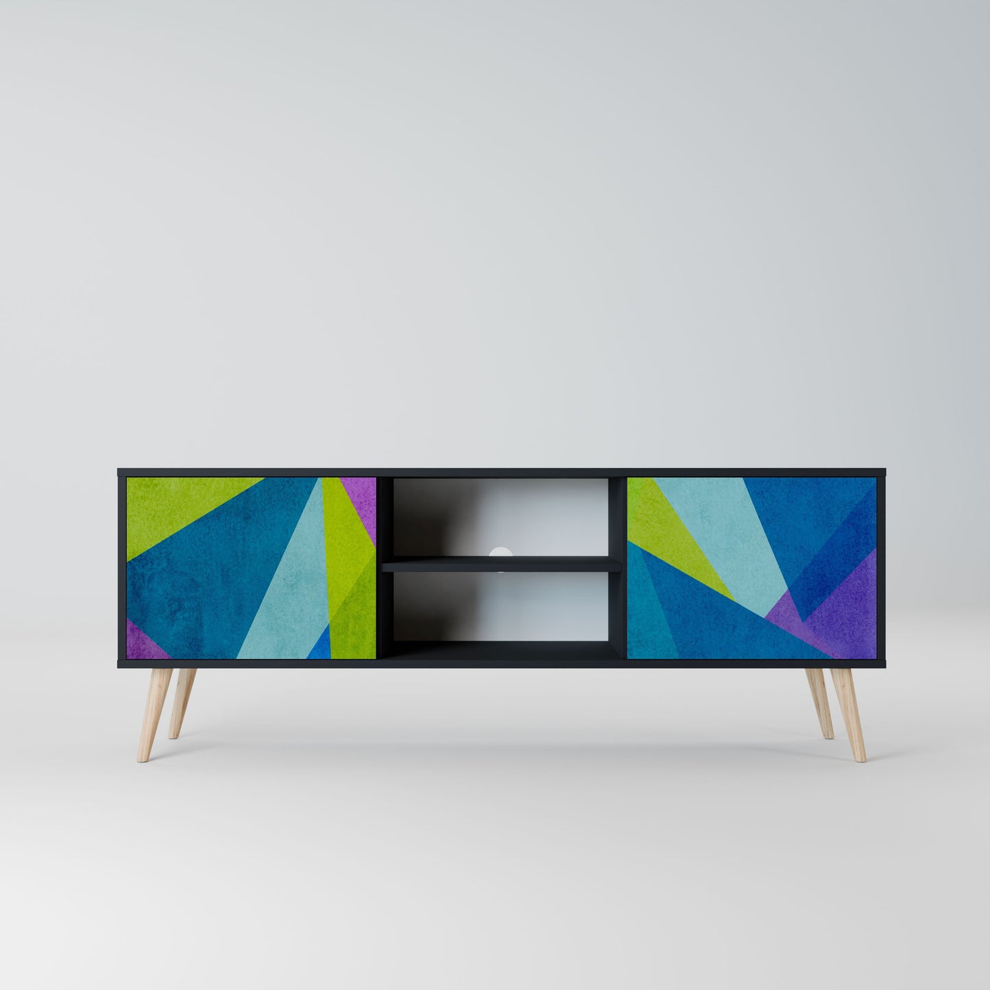 Mobile TV COLD SHOWCASE a 2 ante con finitura nera