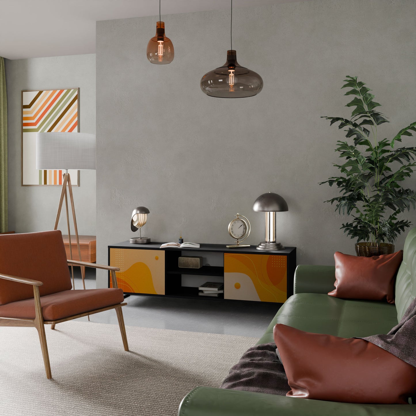 Mobile TV a 2 ante ORANGE ARRANGEMENT in finitura nera