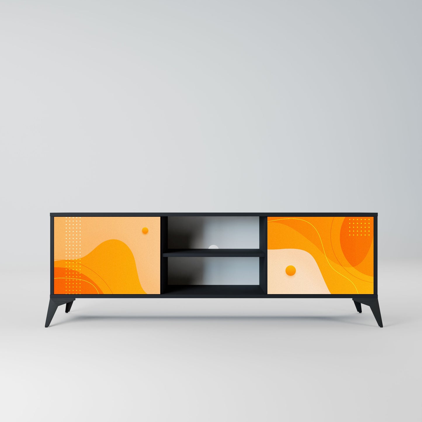 Mobile TV a 2 ante ORANGE ARRANGEMENT in finitura nera