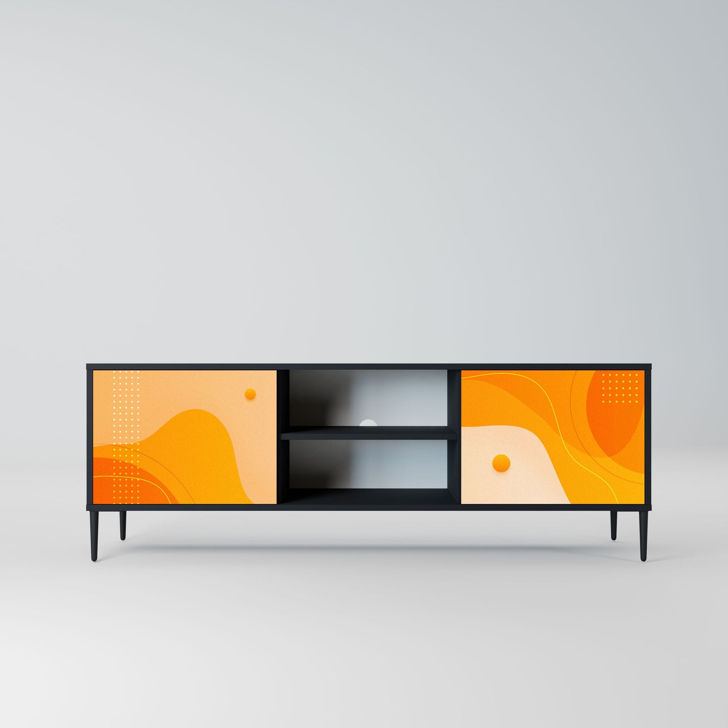 Mobile TV a 2 ante ORANGE ARRANGEMENT in finitura nera