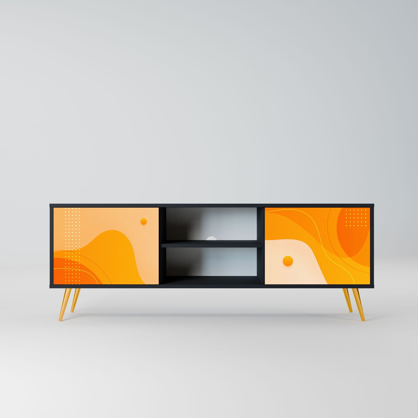 Mobile TV a 2 ante ORANGE ARRANGEMENT in finitura nera