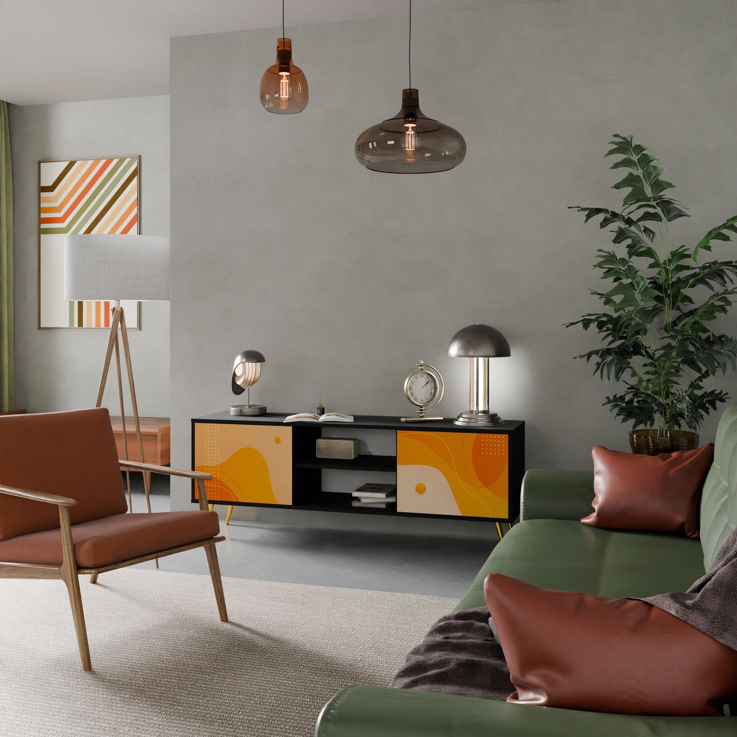 Mobile TV a 2 ante ORANGE ARRANGEMENT in finitura nera