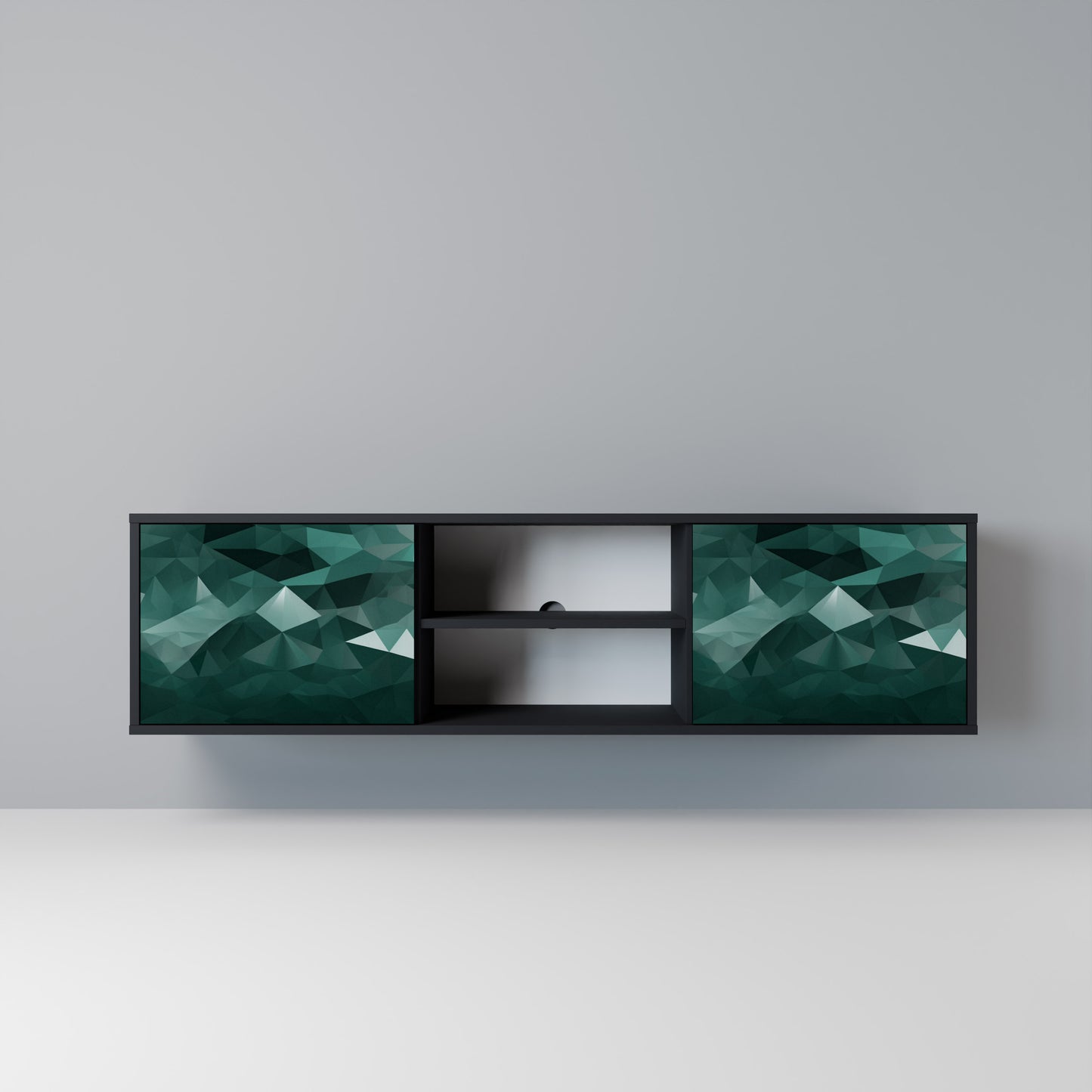 POLYGONAL FLOATING Mobile TV a 2 Ante in Finitura Nera