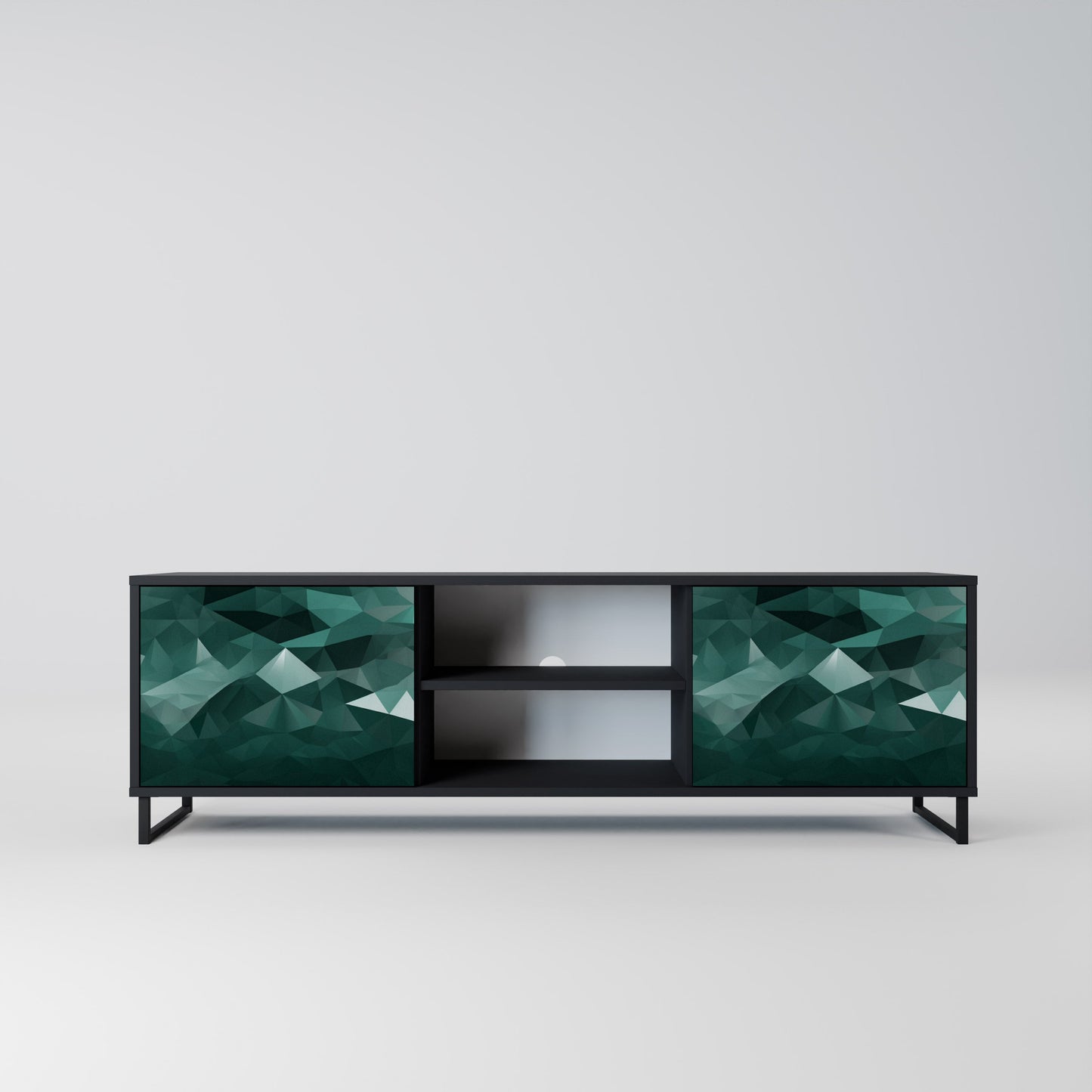 Mobile TV POLYGONAL FLOATING a 2 ante con finitura nera