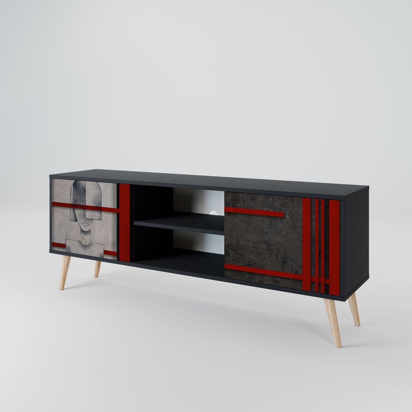 Mobile TV a 2 ante GRAY FIGURES in finitura nera