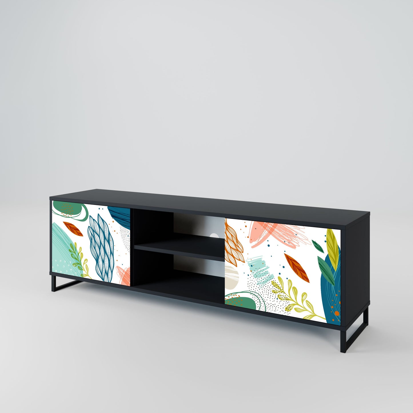 Mobile TV BOTANICAL HURRICANE a 2 ante con finitura nera