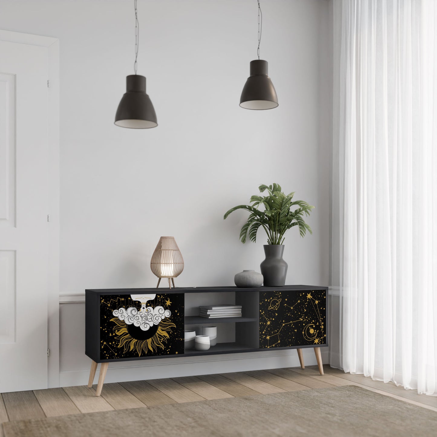 STELLAR CONSTELLATIONS Mobile TV a 2 ante in finitura nera