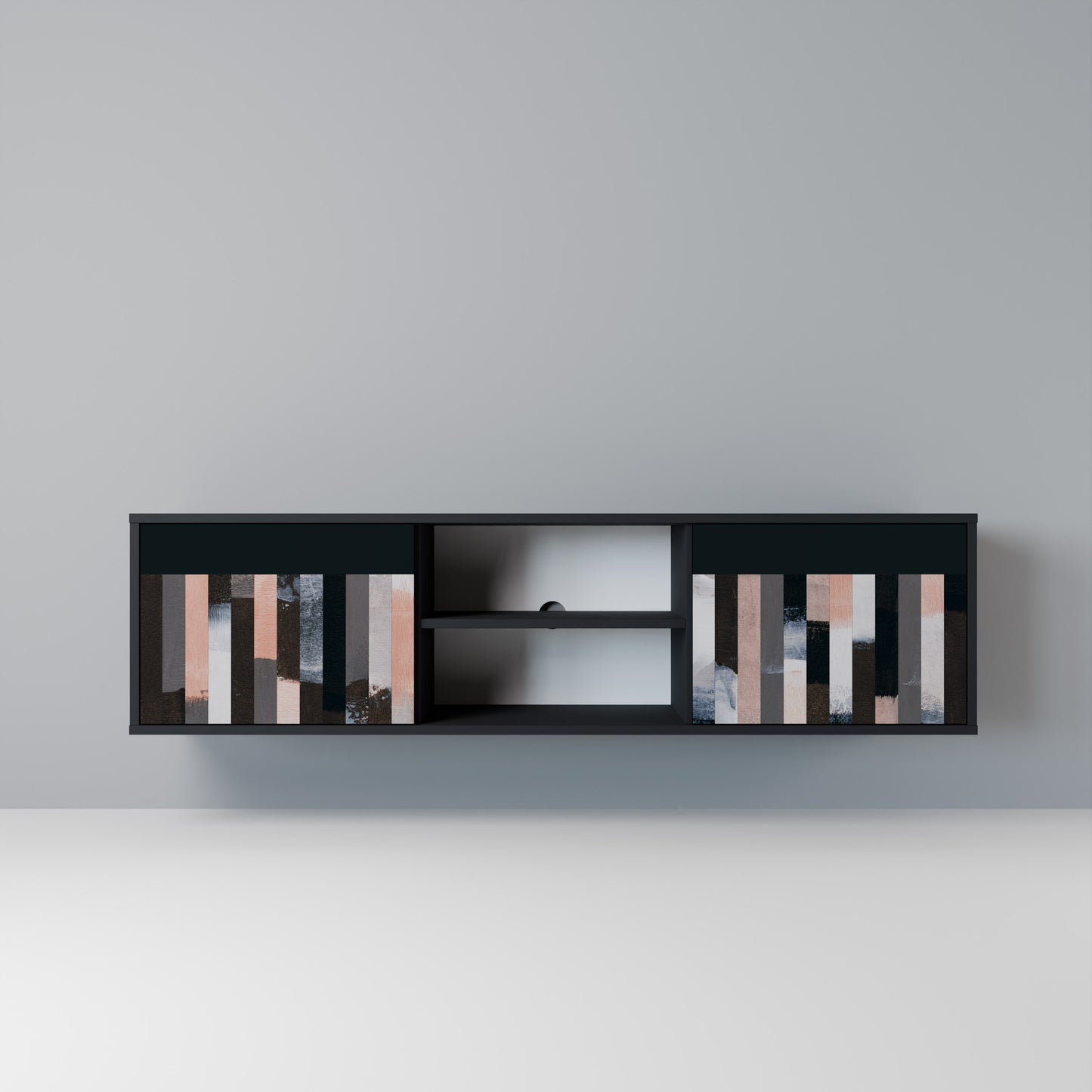COLLAGE OF RECTANGLES Mobile TV a 2 Ante in Finitura Nera