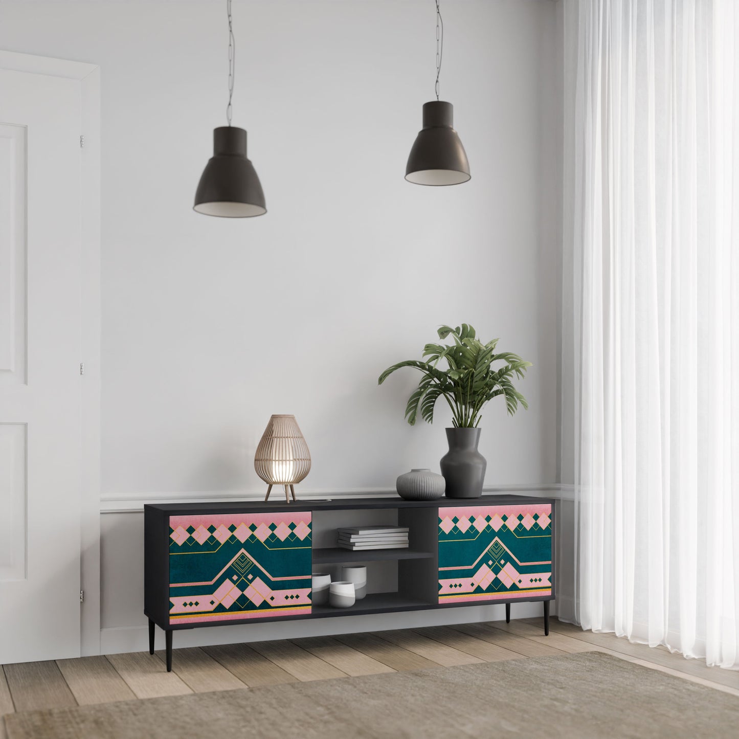 ROYAL COMPOSITION 2-Door TV Stand in Black Finish
