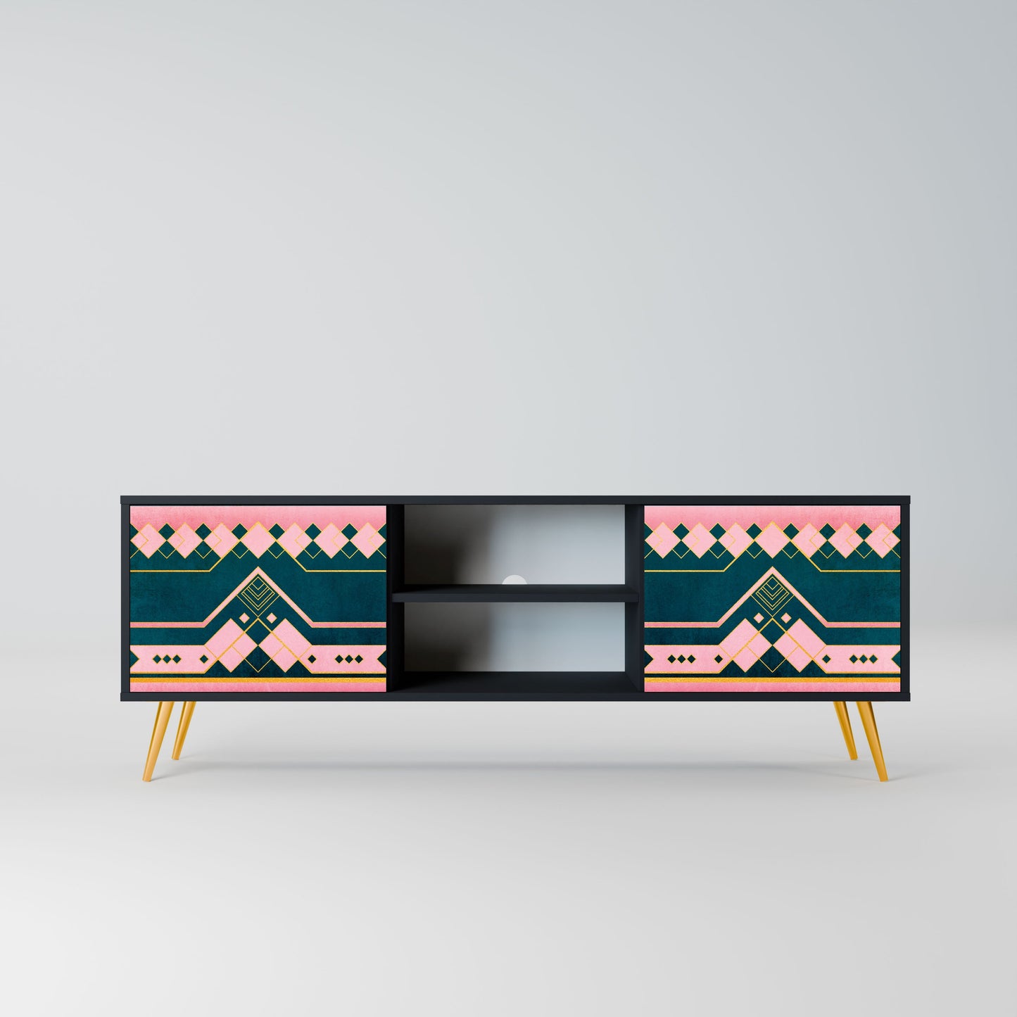 ROYAL COMPOSITION 2-Door TV Stand in Black Finish