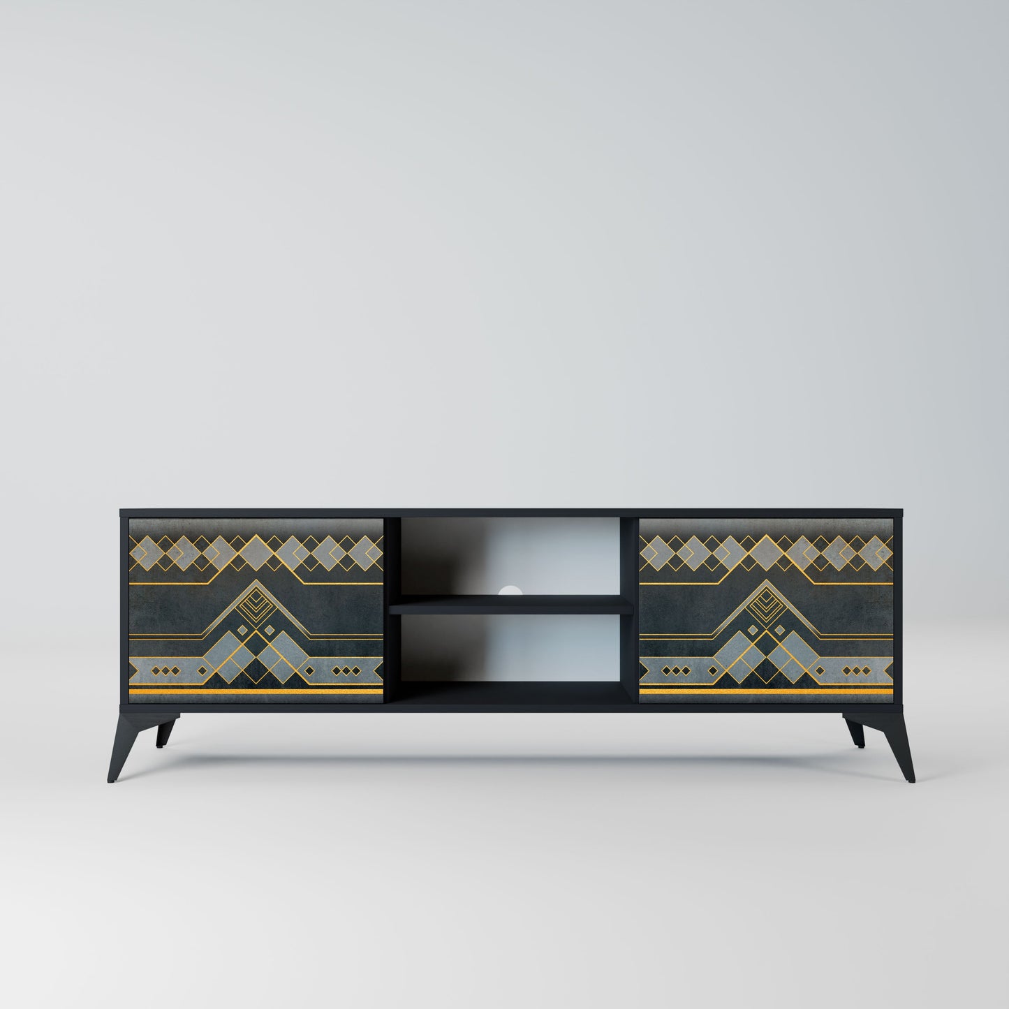 ROYAL ORDINARINESS 2-Door TV Stand in Black Finish