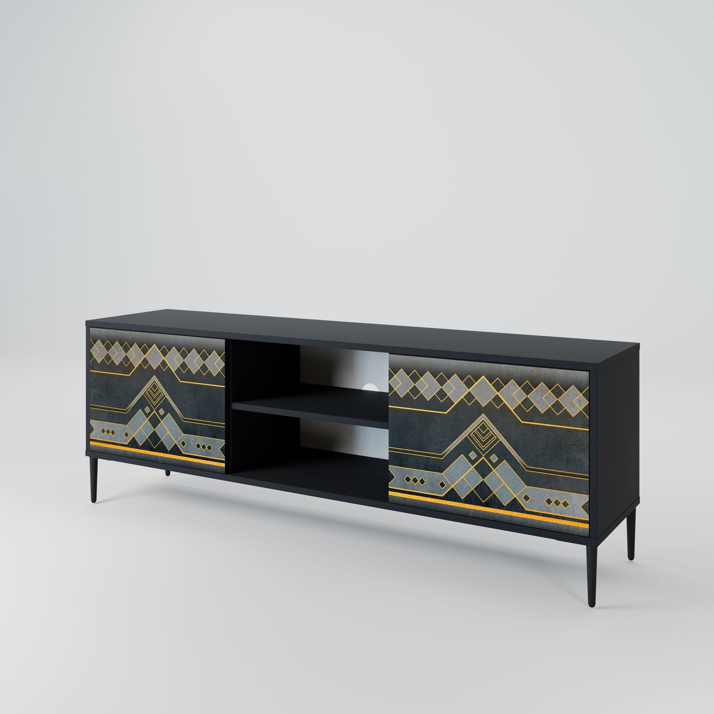 ROYAL ORDINARINESS 2-Door TV Stand in Black Finish
