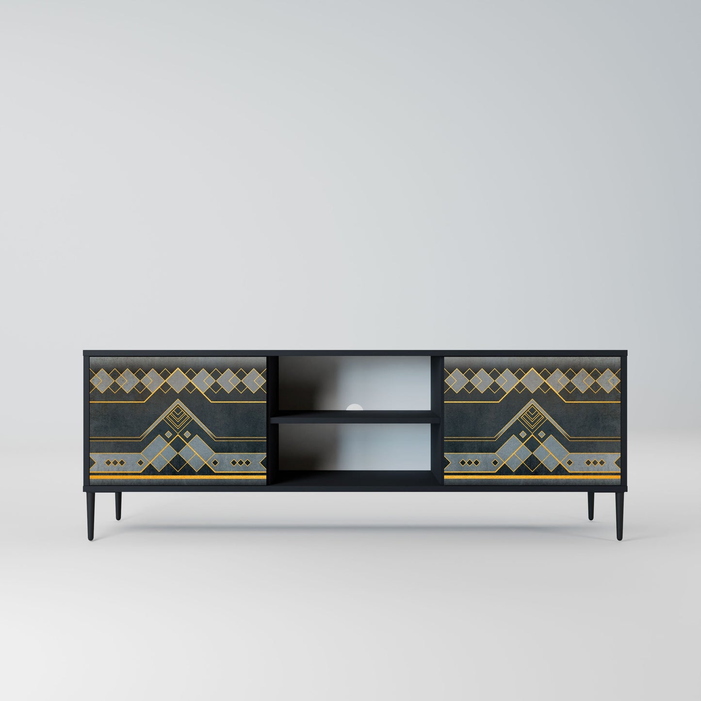 ROYAL ORDINARINESS 2-Door TV Stand in Black Finish
